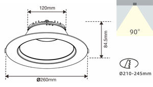10 인치 큰 상업용 디밍이 가능한 <span class=keywords><strong>LED</strong></span> 조명 3000K-6000K CCT 선택 가능 쇼핑몰, 창고 25W 다운 라이트 - Product Image 5