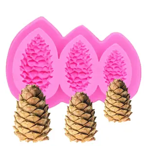 New Arrival BPA miễn phí bền DIY bánh trang trí Baking molds không dính 3 Pinecone Silicone fondant khuôn