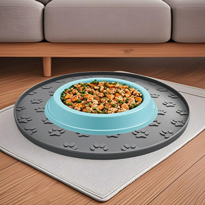 Tapis de nourriture et d'eau pour chien portable et écologique, design personnalisé, avec bord surélevé pliable en silicone - Product Image 2