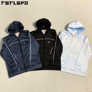 Chándal de nailon cortavientos de secado rápido con ribete blanco y puntada de contrato con logotipo personalizado, ropa de calle, conjunto de dos piezas, chándales para hombre - Product Image 3