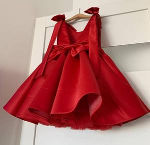 Robe de princesse sans manches pour filles, <span class=keywords><strong>avec</strong></span> <span class=keywords><strong>un</strong></span> grand nœud rouge, pour fête d'anniversaire, robe de soirée formelle - Product Image 6