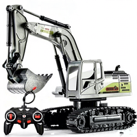 Jouet d'excavatrice télécommandée en alliage, simulateur de construction RC, camion de chantier avec effets sonores et musicaux pour enfants