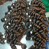 Nouvelle Trame de Cheveux Bouclés en Gros, Tissage de Cheveux en Fibre Synthétique Haute Température Couleur Ombrée, Extension Pas Chère