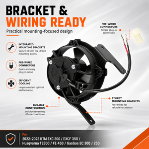 Pour <span class=keywords><strong>2023</strong></span> 2022 KTM EXC <span class=keywords><strong>300</strong></span> EXCF 350 Husqvarna TE300 FE 450 <span class=keywords><strong>GasGas</strong></span> <span class=keywords><strong>EC</strong></span> <span class=keywords><strong>300</strong></span> 250 Ensemble de ventilateurs de refroidissement du radiateur électrique du moteur 12V - Product Image 2