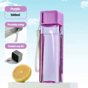 Bouteille d'eau légère et pratique de style sportif avec logo personnalisé en plastique de forme carrée pour les enfants à l'école - Product Image 6