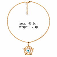 Kalung Liontin Berlian Zirkon Mata Iblis Kristen Fashion, Rantai Emas 18k, Set Perhiasan Kalung untuk Wanita