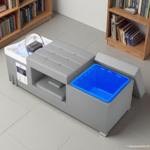 Cama de champú de lujo sin conexión con depósito de agua para terapia capilar, para peluquerías, spas de belleza y masajes tailandeses, con cuero sintético y sistema de agua - Product Image 2