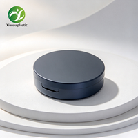 Boîte à poudre noire écologique en gros, portable, avec boucle, pour cosmétiques et outils de maquillage, en plastique ABS, avec miroir