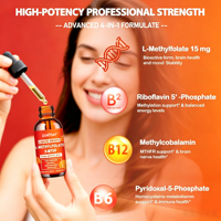 OEM 15mg Methylfolate Methyl B12 Gouttes Liquides Actives 5-MTHF Vitamines du Complexe B Méthylations Humeur Énergie