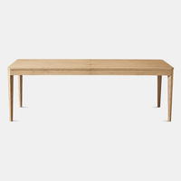 Table à manger rectangulaire extensible de luxe en bois massif, avec coins chanfreinés et pieds coniques, pour hôtels et villas