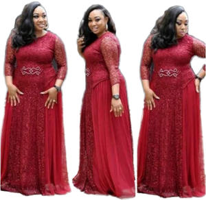 <strong>Plus</strong> <strong>Size</strong> Women's Lace <strong>Sequin</strong> Evening Party Dresses Floor Length Elegant Half Mesh Sleeve Formal Gowns - Product Image 1