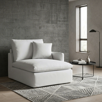 Canapé modulaire en tissu de lin blanc de qualité supérieure pour salon, appartement moderne avec mousse haute densité et coussins doux