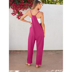 Monos de Reina con estampado de cuello Halter para mujer a la moda, monos holgados informales de verano sin mangas con cintura alta - Product Image 3