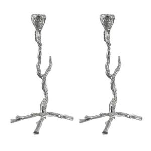 <b>Candle</b> Holder with Nickel Plated Tree Branch Shape Aluminum Handmade Candlestick Holder Set of 2 for Living Room Decoration - Product Image 1