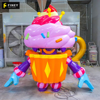 Cadeau personnalisé présentoir de magasin de souvenirs meuble en résine décoration de boutique de fêtes accessoires de sculpture tendance bonbon robot en fibre de verre