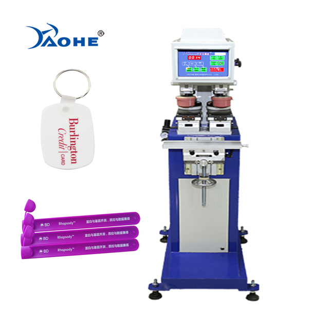 Single Color Pad Printers With Two Heads Sealed Ink Cup Printing Machine For Slap Bracelet/Key Chain/Tag