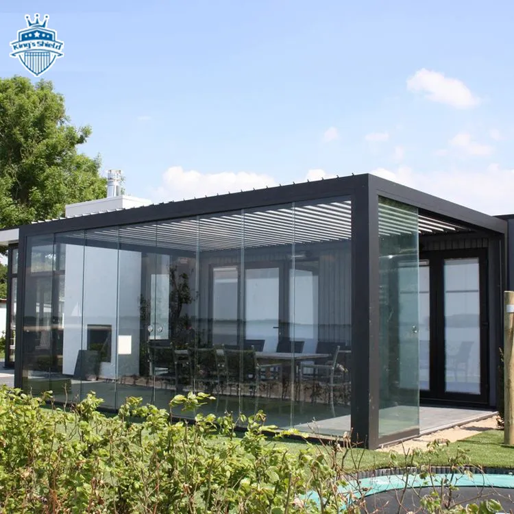 Couverture de Patio rétractable en aluminium étanche système de toit à ouverture électrique pour l'extérieur jardin à persiennes Pergola bioclimatique