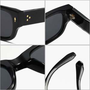 Lunettes de soleil carrées UV400 personnalisées, style vintage, rivets, jambes larges, punk, bicolores, pour hommes et femmes - Product Image 6