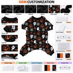 Sweat à capuche pour chien Halloween, imprimé citrouille et fantôme noir, vêtement pour animaux de compagnie, costume d'automne pour petits chiens - Product Image 2