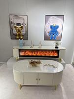 Table basse cheminée électrique en bois, meuble TV moderne de luxe pour salon avec connexion Bluetooth et design panneau