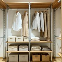 Armoire sur mesure moderne en alliage d'aluminium, style colonne, autoportante, avec portes coulissantes suspendues, écologique, grande capacité