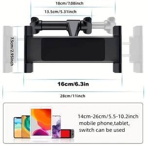 Soporte para Reposacabezas de Auto, Soporte para Tablet y Teléfono Móvil para Entretenimiento en el Asiento Trasero, Brazo de Extensión 3 en 1, Soporte Ajustable para Tablet en el Auto - Product Image 3