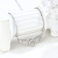 Collier ras du cou en acier inoxydable avec pendentif aile d'ange rond en forme de cercle, orné de diamants CZ, pour femme