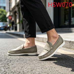 LXG, chaussures mocassins en cuir souple imprimé <span class=keywords><strong>Barton</strong></span> haut de gamme, vert olive, semelle plate en caoutchouc, chaussures plates pour tous les jours, chaussures à pois HSW070 - Product Image 2