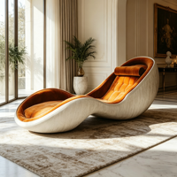 Chaise longue incurvée moderne de luxe, capitonnée en velours et lin, canapé inclinable de détente pour salon et hôtel