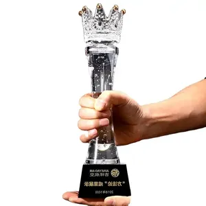 Vente chaude champion de sport K9 Glass Award Trophée en cristal transparent élégant Excellent trophée de médaille d'employé