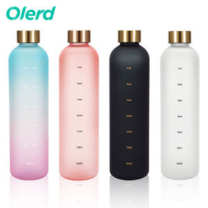 Bouteille d'eau en plastique écologique de luxe givrée de 1 litre avec couvercle à vis en acier inoxydable Tritan, avec des moments de réflexion motivants, pour la rentrée scolaire - Product Image 3