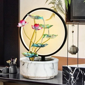 Fontaine d'eau de bureau minimaliste en métal éclairée, design rond, pour la décoration de bureau et de maison, cadeau - Product Image 2