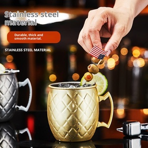 Trend Prodoucs 2026 Mule Cup Bar Ecológico 304 Acero inoxidable Moscow Hammer Point Julie Pu Copper Chicken Tail Wine Cup - Product Image 5