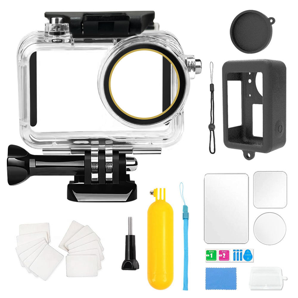 HONGDAK for DJI Action 5pro Kit with Lens Protective Film Buoyancy Rod Waterproof Case Action Camera Outdoor Equipment