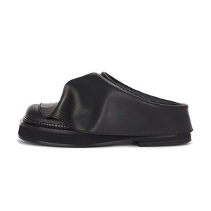 Sandalias de mujer con punta cuadrada, pantuflas con superposición plisada, zapatos planos de suela gruesa para oficina - Product Image 2