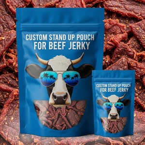 Sachets de biltong en plastique, pochettes verticales personnalisées avec fenêtre, emballage pour biltong, finition mate, thermoscellables, prix usine - Product Image 2