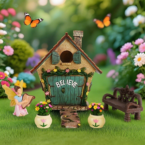 Casetta delle fate in miniatura all'ingrosso, ornamenti da <span class=keywords><strong>giardino</strong></span> personalizzati, panca e sedia in resina in miniatura per paesaggi di case delle bambole - Product Image 5