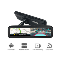 Caméra de voiture T88 12 pouces Android 4G 4 objectifs avec Wifi Gps Adas Dms 4G Streaming en direct Compatible avec carte 256 Go Caméra de tableau de bord 4G