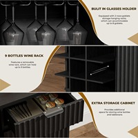 Moderner Spirituosenschrank Geriffelte Kaffee-Bar Weinschrank mit Glashalter Weinregal für Wohnzimmer Küche Esszimmer