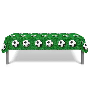 Spor futbol futbol tasarım baskılı PE masa örtüsü parti süslemeleri için 130cm cm plastik masa örtüsü parti malzemeleri