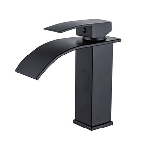 Robinet de <span class=keywords><strong>lavabo</strong></span> de salle de bain en céramique noire à poignée unique moderne de style européen - Product Image 6