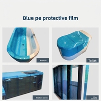 Film de protection souple bleu PE - Anti-poussière et anti-rayures pour fenêtres de cuisine du sol au plafond en aluminium/acier inoxydable