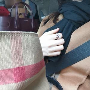 Bague en perle naturelle violette de style double croix, nouveau produit, 11-12 mm et 6-7 mm, micro-défauts d'eau douce, S925 - Product Image 4