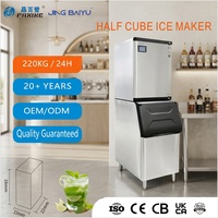 Machine à glaçons semi-carrés en acier inoxydable de 220 kg, refroidie par eau, pour la fabrication de glaçons gourmet, équipement de cuisine pour les magasins de thé et de boissons