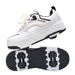 Zapatillas de plataforma blancas para mujer, con cordones, punta redonda, parte superior sintética, suela de goma, que aumentan la altura, para todas las estaciones, estilo chunky. - Product Image 5