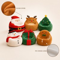 Pouf gonflable pliable sur le thème de Noël pour adultes et enfants, avec doublure intérieure en PVC et housse en tissu peluche, canapé