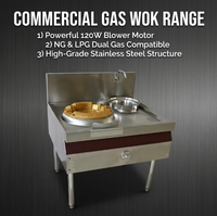 Cuisinière professionnelle en acier inoxydable 201 pour restaurant, 1 brûleur wok + 1 brûleur à mijoter, gaz naturel, double zone de contrôle facile