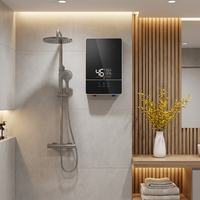 Chauffe-eau instantané électrique portable mural en acier IPX4 6kW pour la maison et l'hôtel, avec écran tactile