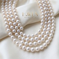 Collier de perles d'eau douce naturelles blanches parfaitement rondes de qualité 4A, 7-8 mm, avec un lustre intense de type Akoya, tendance 2026