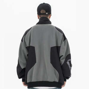 Venta al por mayor logotipo personalizado Zip Up sudadera Patchwork pulóver sudaderas con capucha para los hombres - Product Image 6